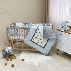 Set lenjerie patut bebe 7 piese Blue Stars